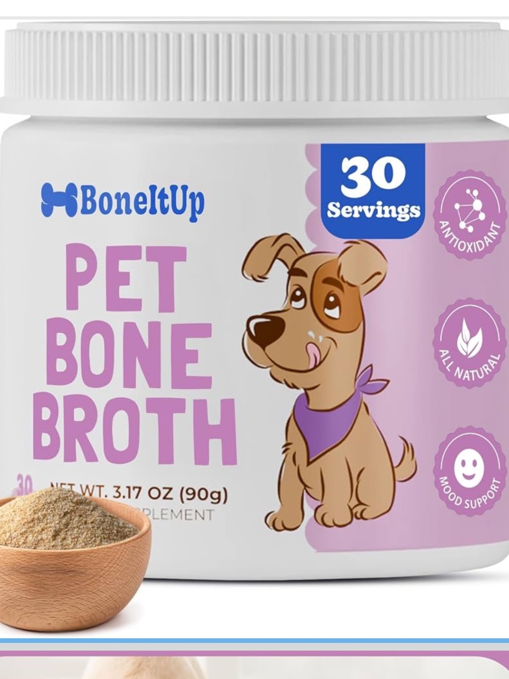 Dog Bone Broth Powder, Nutritious & Hydrating Topper For Picky Eaters